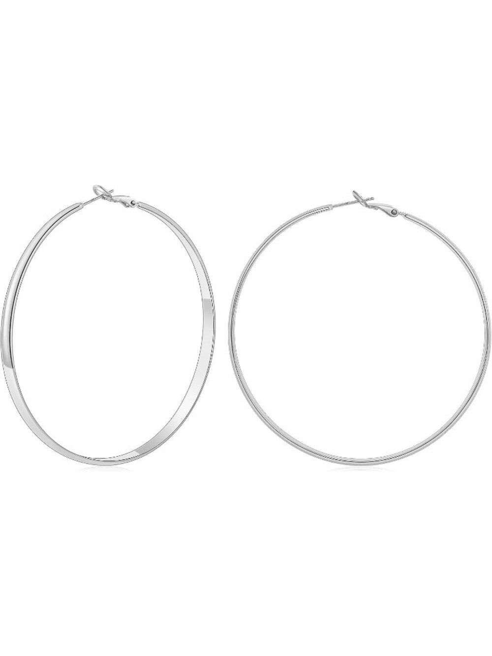 Women's 925 Sterling Silver Plated 70mm Wide Post Thick Round Hoop Earrings